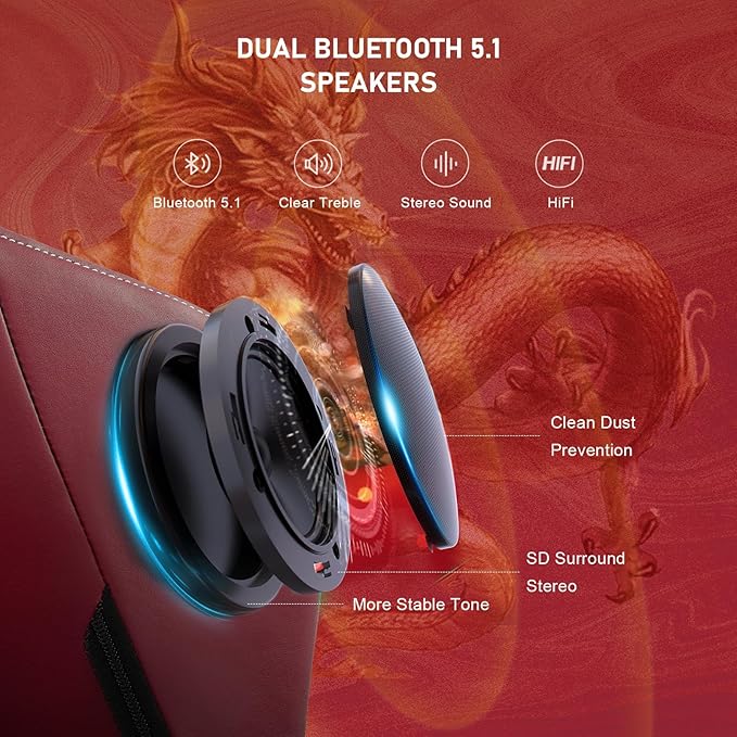 GTPLAYER Gaming Chair with Bluetooth Speakers and Footrest, Dragon Series Video - Image 4
