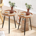 LITA 2 Pcs Rattan Log Desktop Round Side End Table, Nightstand/Small Tables by LITA