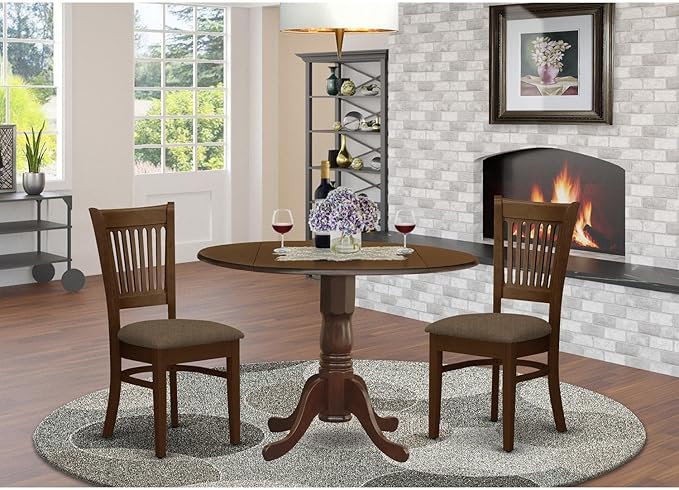 East West Furniture DLVA3-ESP-C 3 Piece Kitchen Table & Chairs Set Contains a - Image 6
