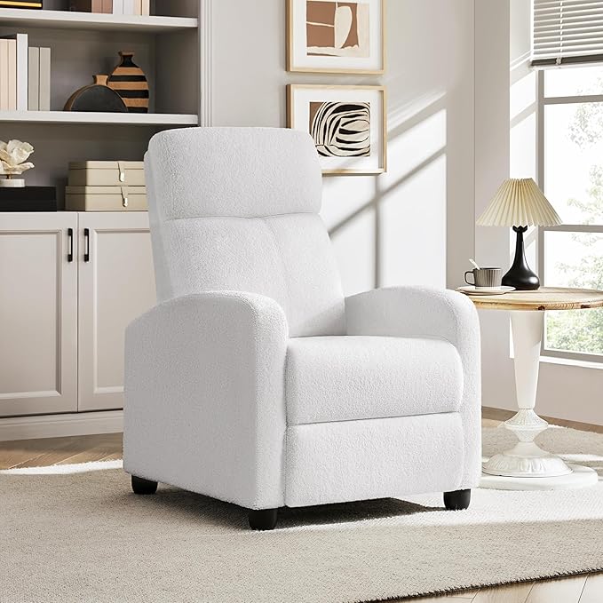 Yaheetech Boucle Recliner Chair Single Sofa Home Theater Seating Adjustable - Image 2