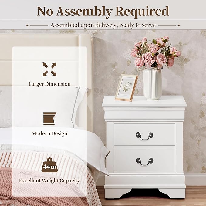 Yaheetech Fully-Assembled Nightstands Set of 2, 2-Drawer Nightstands Large - Image 7