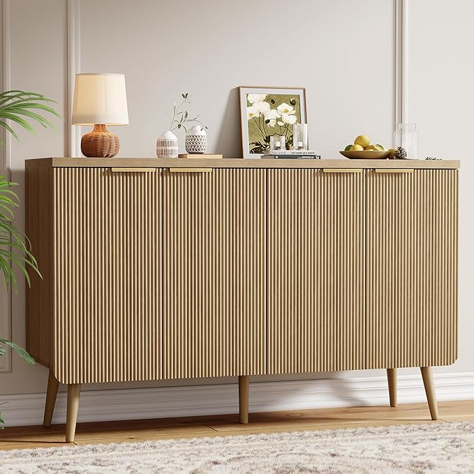 Sideboard Buffet Cabinet with Storage, 4 Doors Wood Entryway Cabinet, Modern by INFURNICHomeFurniture