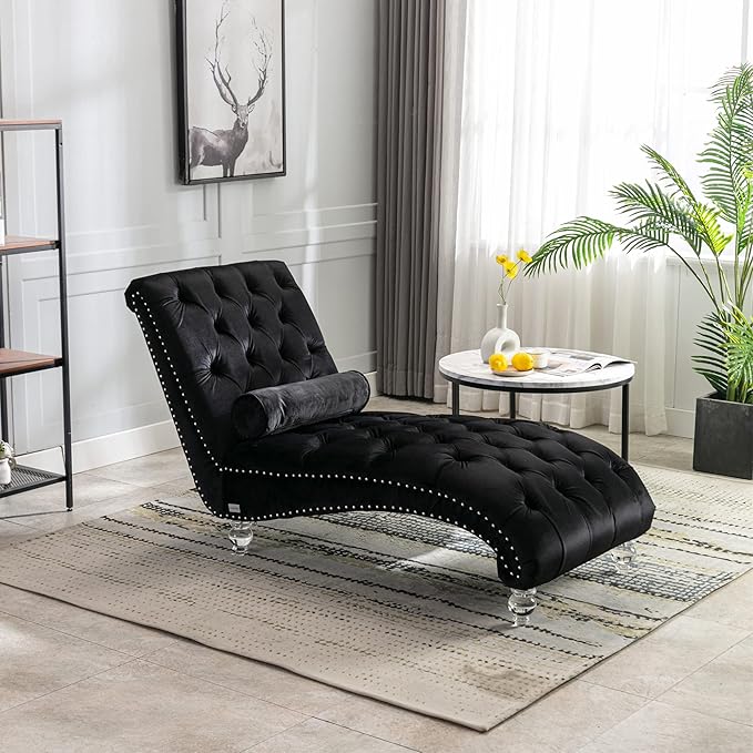 HomSof Modern Armless Velvet Chaise Lounge Indoor Chair by Unknown