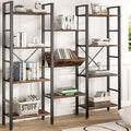 Shintenchi Industrial Bookcase, 71.6” Triple 4 Tier Bookshelf by Shintenchi