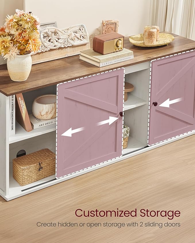 VASAGLE Farmhouse TV Stand for TVs up to 65 Inches, Entertainment Center - Image 3