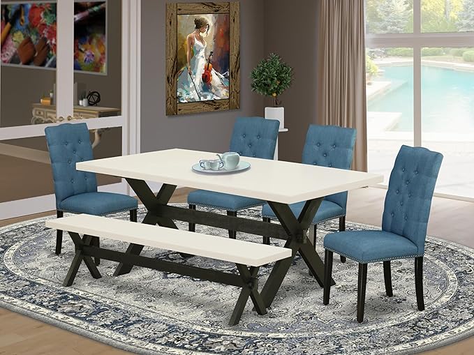 East West Furniture X627EL121-6 6 Piece Dinette Set Contains a Rectangle Dining - Image 2