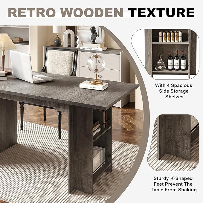 Garvee 63 Inch Dining Table for 2-4, Farmhouse Rectangular Kitchen Table - Image 4