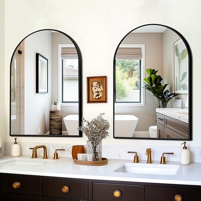 FICTOR Bathroom Mirror for Wall, 2 Pack 24”x36” Arched Vanity Bathroom Mirror - Image 3