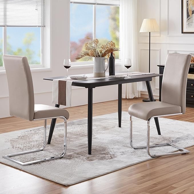 Yaheetech Dining Chairs Set of 2 Modern Faux Leather Upholstered Dining Room - Image 2