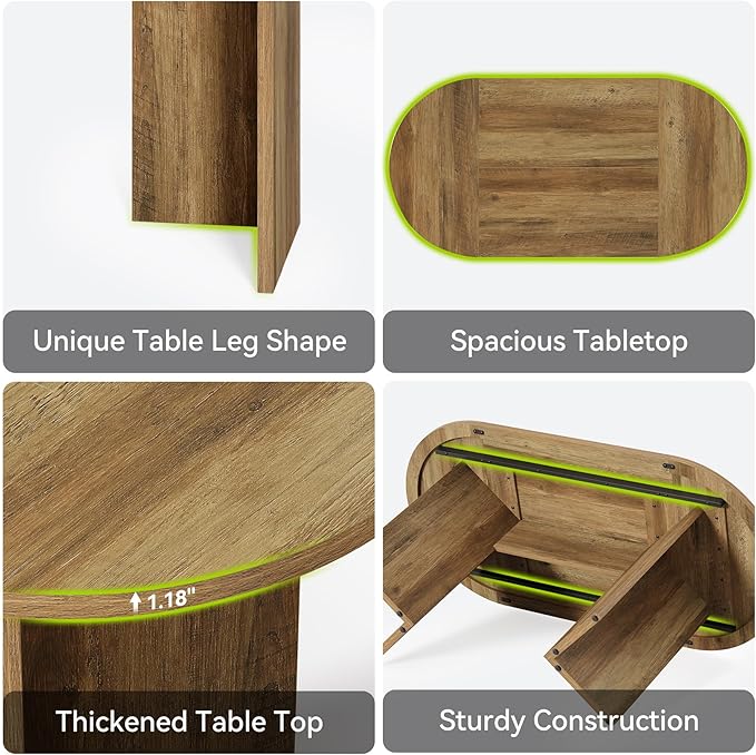 LITTLE TREE 63" Rustic Oval Dining Table - Image 7