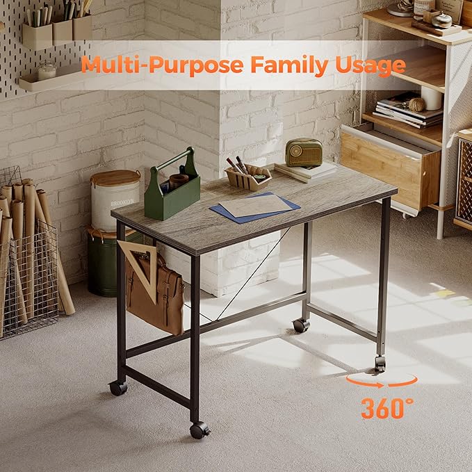 Rolling Computer Desk with Wheels, Gaming Desk - Image 7