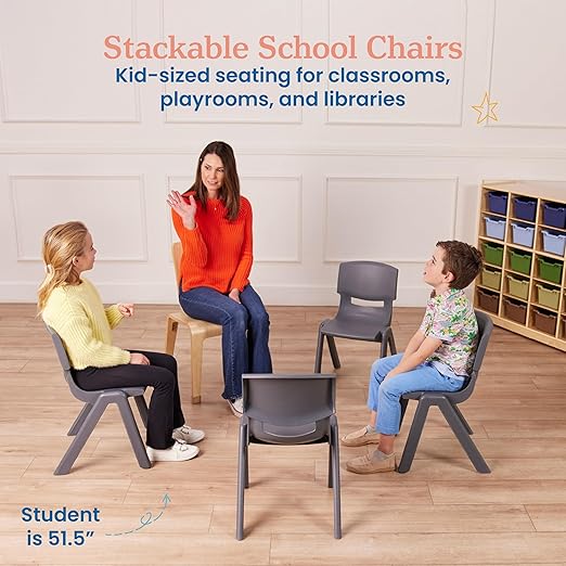 ECR4Kids 14in Plastic School Stack Chair, Children's Furniture - Image 4