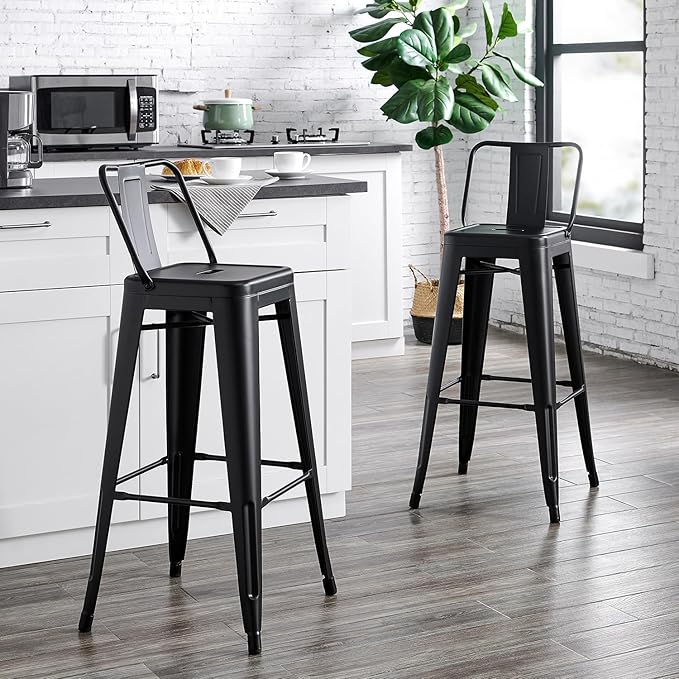 AC Pacific 30” Metal Barstool Set of 4 – Country Rustic Style - Image 2