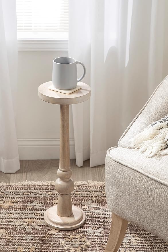 Kate and Laurel Wegner Coastal Wooden Round Drink Table, 8 x 23, Elegant and - Image 2