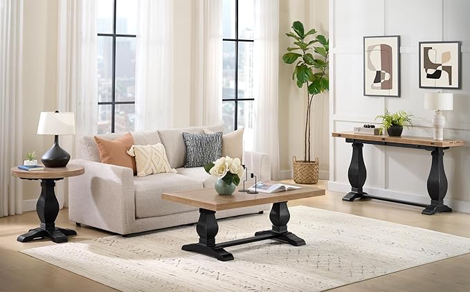 Martin Svensson Home Napa Solid Wood Pedestal Flip-Top Sofa Console Table - Image 8