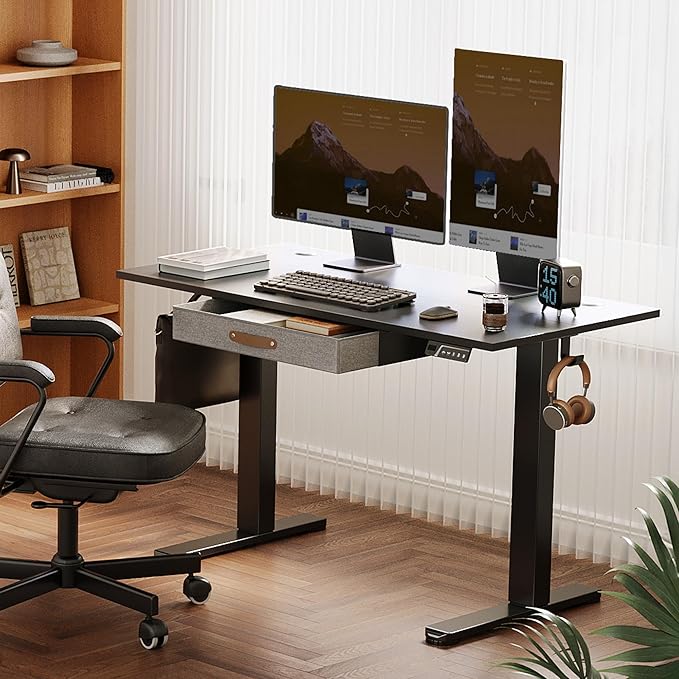 Seang Standing Desk with Drawer, 3 Memory Height Settings with Cable Grommets & - Image 2