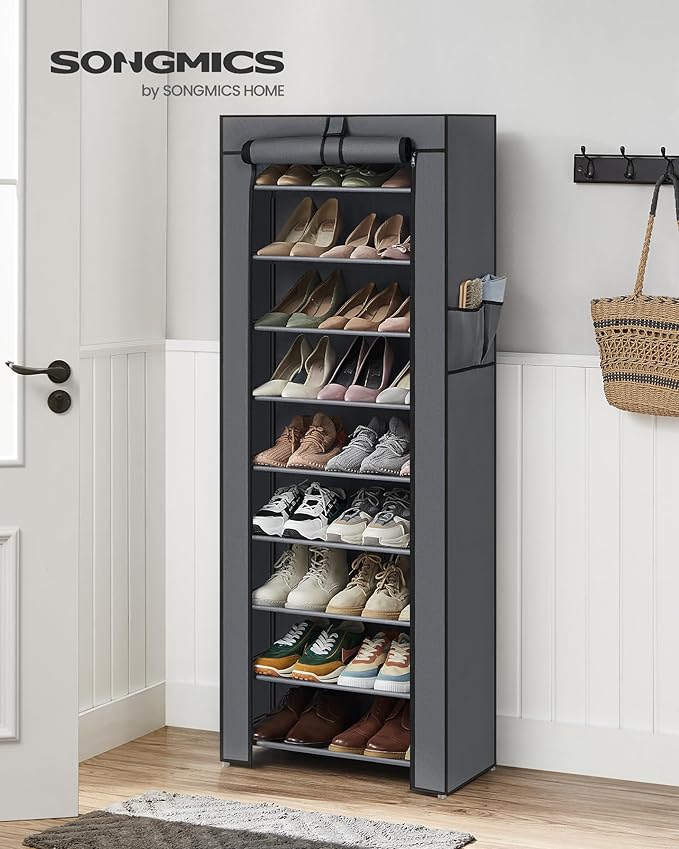 SONGMICS Shoe Rack with Non-Woven Fabric Cover, 9 Tier Storage Shelf - Image 4