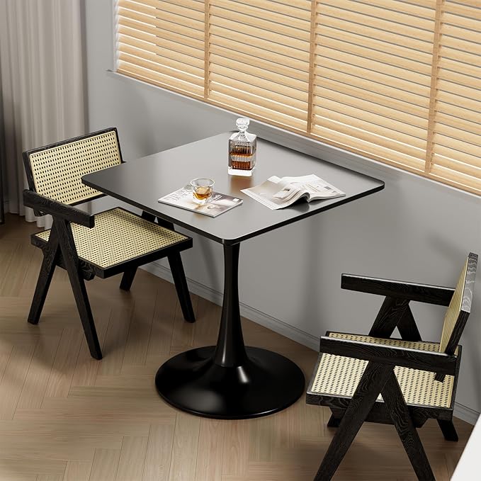24" Black Small Dining Table for 2 or 4, Small Square Tulip Table for Kitchen - Image 6