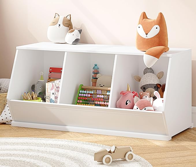UTEX Stackable Toy Storage Cabinet, Wooden Cubby Organizer, Living Room by UTEX