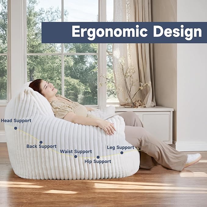 Oversized Bean Bag Chair for Adults, Giant Comfy Plush Boneless Bean Bag Couch - Image 4