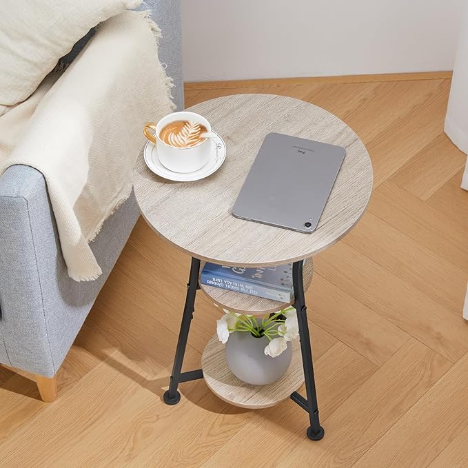 Dulcii Round Side Table for Narrow and Small Spaces, 3 Tier Small Round End - Image 7