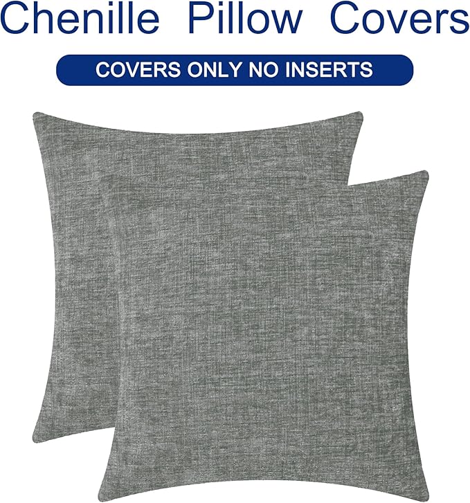 CaliTime Throw Pillow Covers Decorative 20 X 20 Inches Pack of 2 Cozy Chenille - Image 6