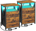 AMHANCIBLE Night Stand Set 2, LED Nightstand by AMHANCIBLE