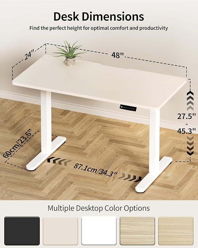 Okin Standing Desk Electric Adjustable Computer Whole Piece Stand up Desk - Image 3