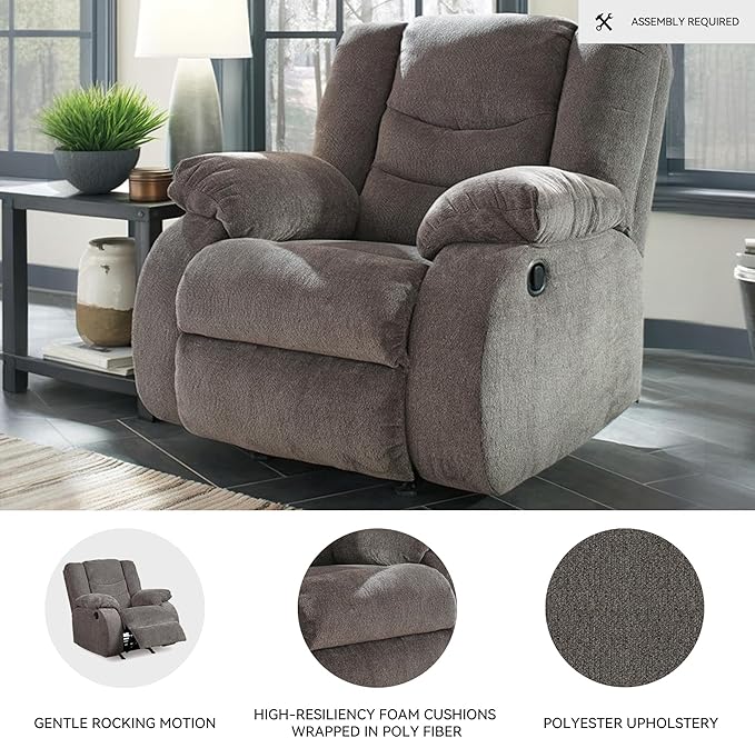 Signature Design by Ashley Tulen Modern Manual Pull Tab Rocker Recliner - Image 4