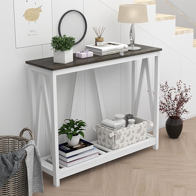Farmhouse Console Table for Entryway, 39.3 Inch Sofa Table by UYIHOME