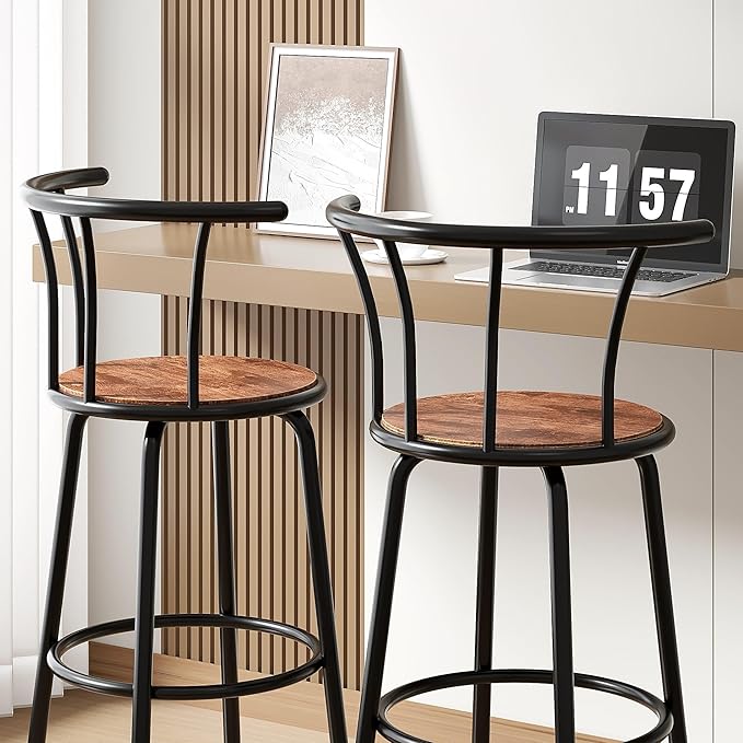 VECELO Bar Stools Set of 4, Swivel Counter Barstools - Image 6