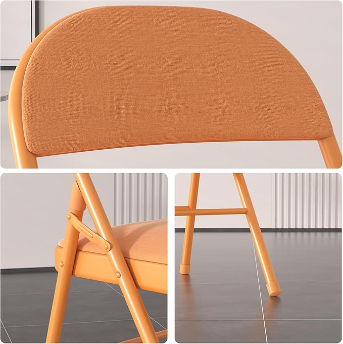 VECELO Padded Folding Chairs 4 Pack, Comfortable Cushioned Seat & Backrest - Image 5