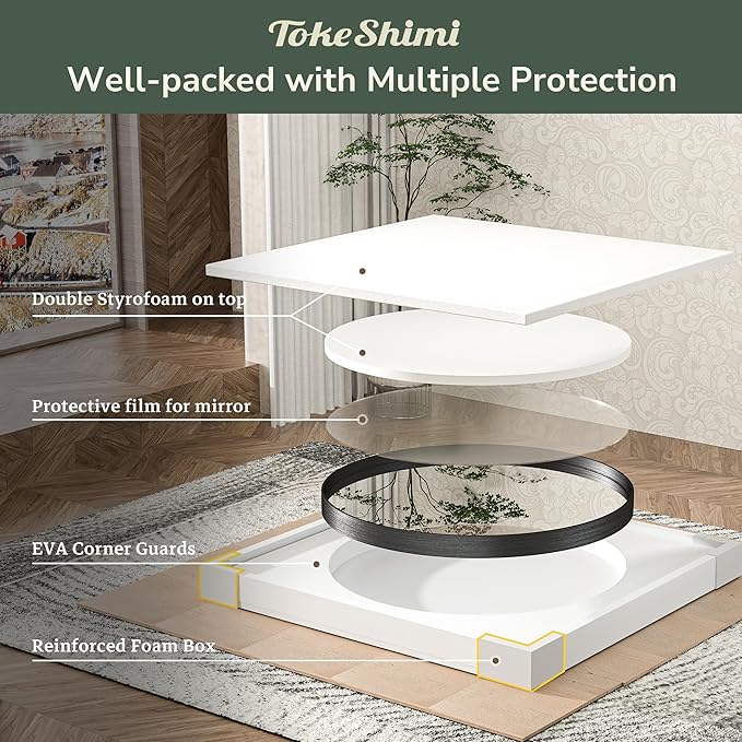 TokeShimi 40 Inch Round Black Bathroom Mirror - Image 8
