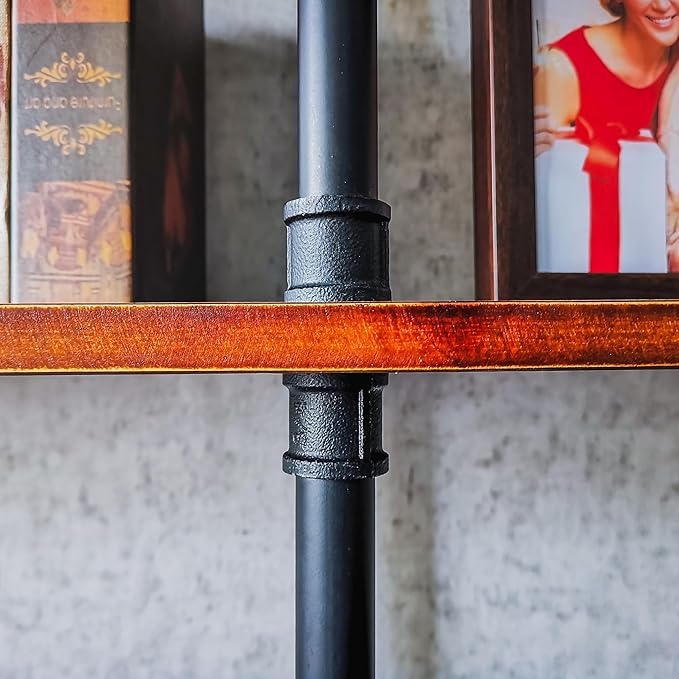 3 Tier Long Industrial Bookshelf, 3 Realwood Industrial Pipe Bookshelf - Image 7