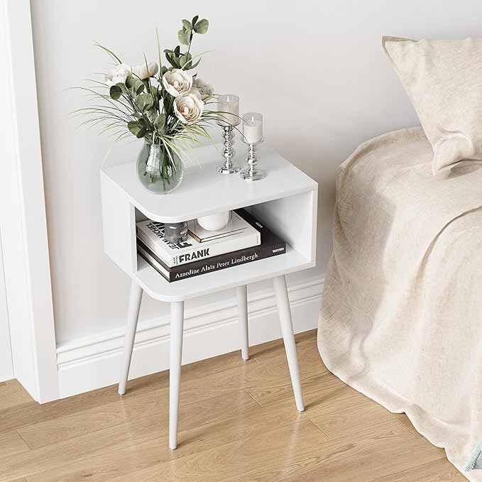 White Nightstand Set of 2, Small Bed Side Table - Image 7