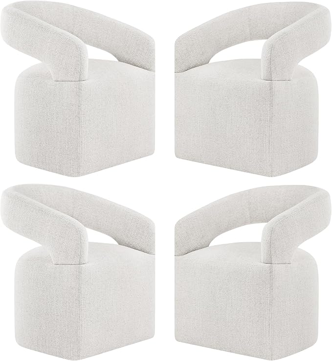 Upholstered Dining Chairs with Casters Modern Barrel Side Armchair with Rollers by Kislot