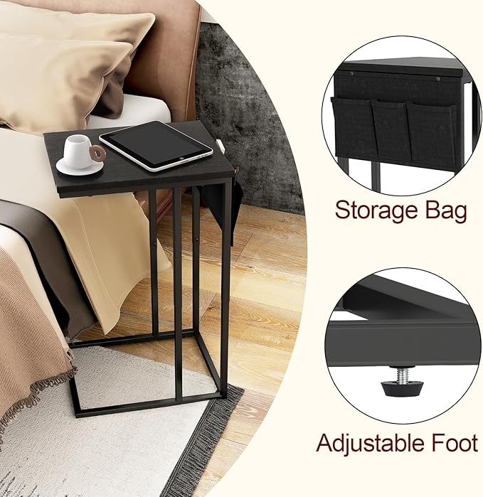 C Shaped End Table for Couch, Small Couch Side Table for Sofa, C Side Table - Image 4