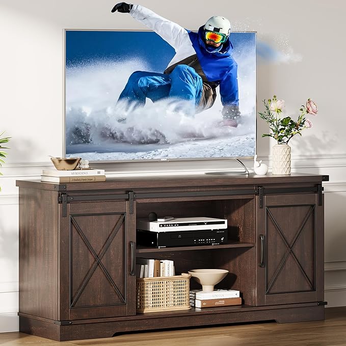 GarveeHome Farmhouse TV Stand for TV up to 65 Inches and Entertainment Center by GarveeHome