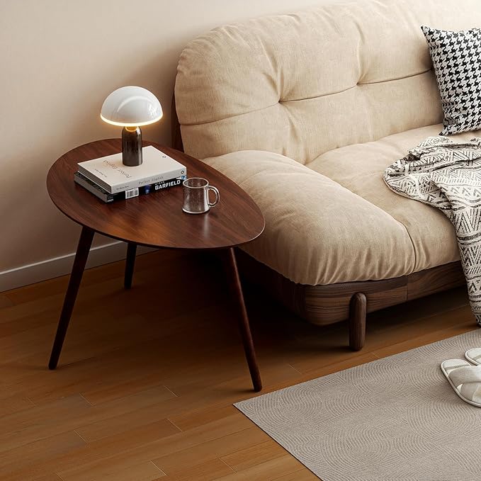 Small Oval Coffee Table, 25.6'' Small Mid Century Modern End Table - Image 3