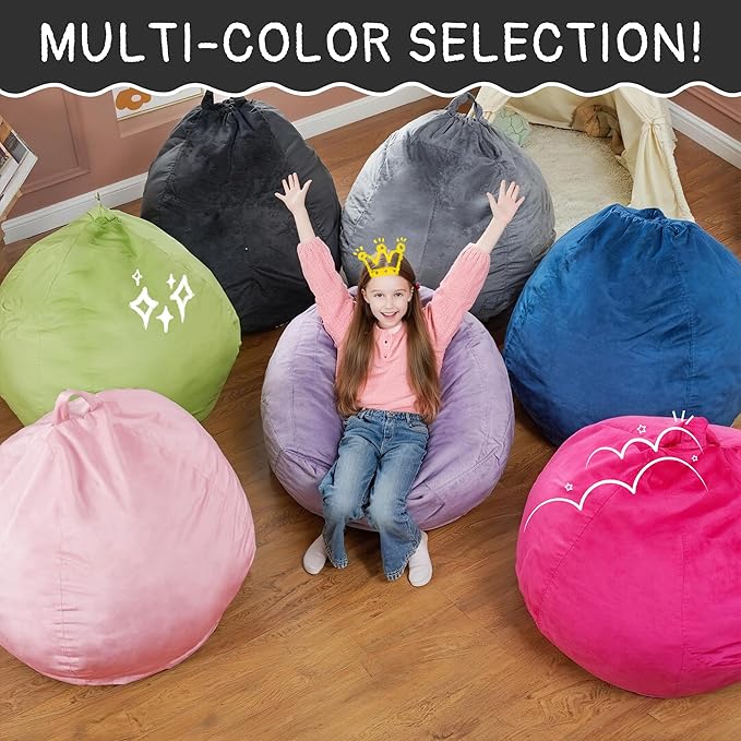 2FT Bean Bag Chair with Ultra Soft Velvet Cover Bean Bag Sofa with Memory Foam - Image 6