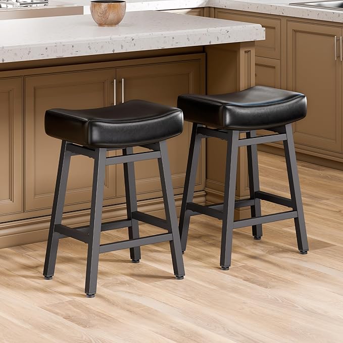 Counter Height Bar Stools Set of 2, 24 Inch Backless BarStools by LONXIUMODERNHOMEFURNISHINGS