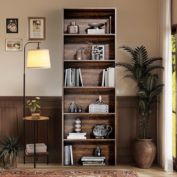 71" Tall Bookcase, 6-Tier Open Display Storage Shelves, Floor Standing Large - Image 3