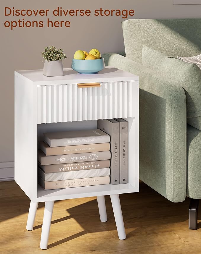 YMYNY Mid Century Modern Nightstand, Side Table, Fluted Night Stand - Image 5
