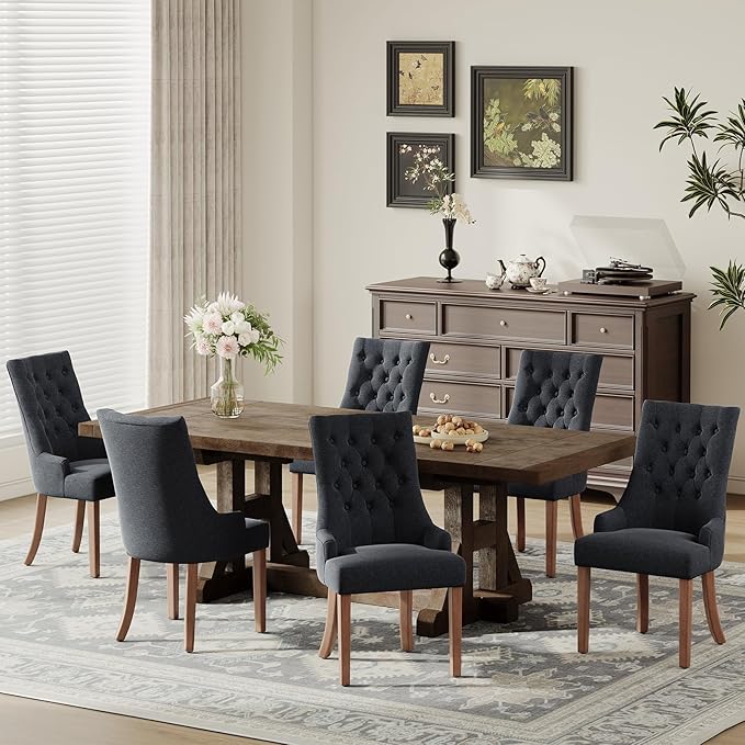 COLAMY Wingback Upholstered Dining Chairs Set of 2, Fabric Side Dining Room - Image 7