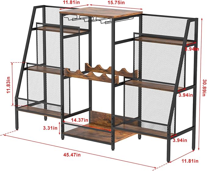 Versatile Bar Stand with Glass Holder, Wine Rack Freestanding Floor, Liquor - Image 7