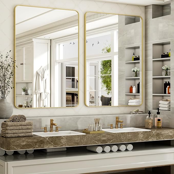 30 x 48 Inch Bathroom Mirror, Rounded Rectangular Vanity Mirror - Image 4