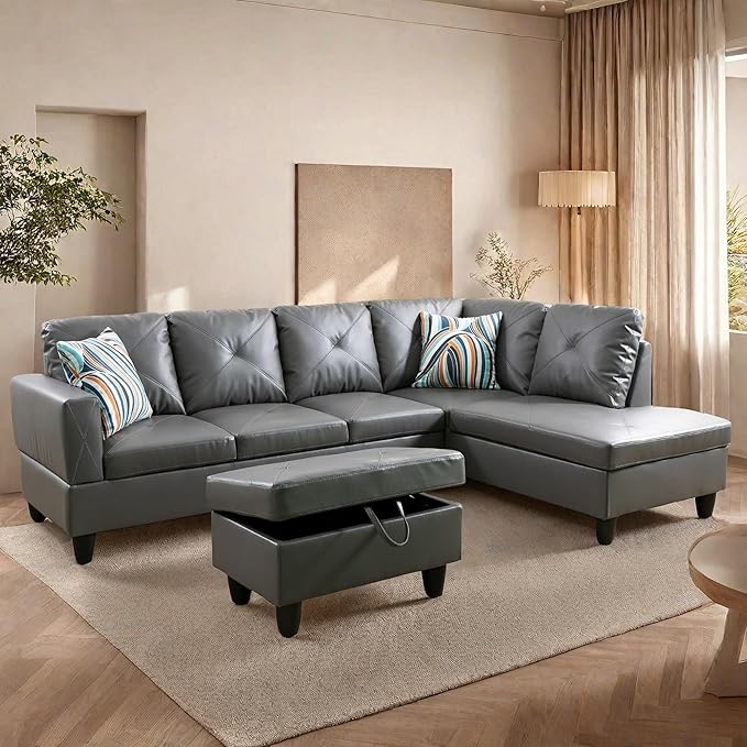 L Shaped Sectional Couches, Leather Modular Sectional Sofa - Image 3