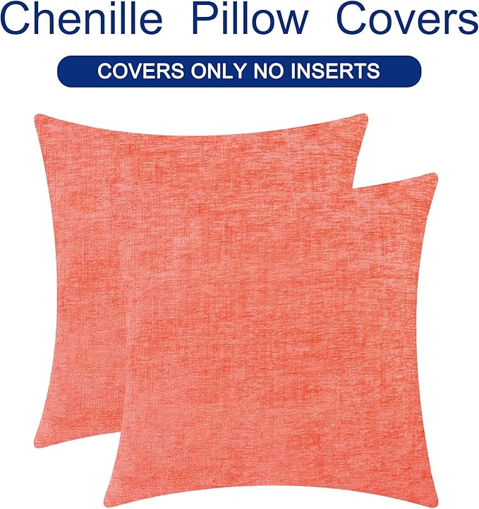 CaliTime Throw Pillow Covers Decorative 16 X 16 Inches Pack of 2 Cozy Chenille - Image 6