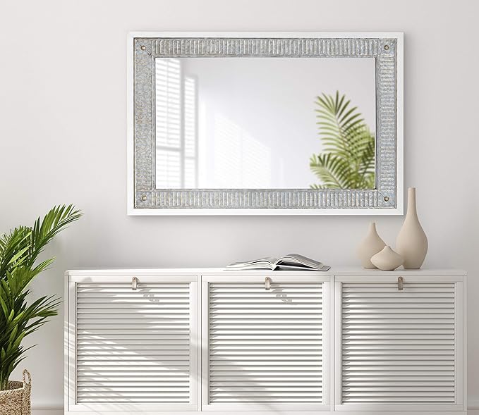 Kate and Laurel Deely Farmhouse Wall Mirror, 27 x 39, Rustic Wall Decor - Image 2