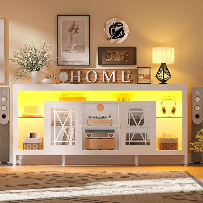 YITAHOME 33.5'' Tall TV Stand for 75 inch TV, LED Entertainment Center - Image 6